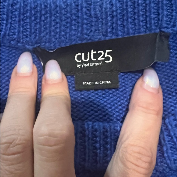 CUT25 by Yigal Azrouël asymmetrical zippers sweater Bright Cold Blue/Size S wool - Picture 4 of 5